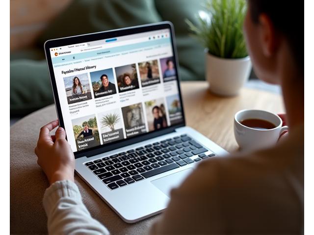 A person browsing through an organized digital library of wellness videos and documents on a modern laptop, representing easy access to knowledge.